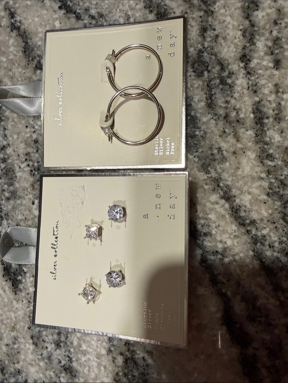 NWT Sterling Silver Cubic Zirconia Studs and Hoop Earrings - Silver A New Day